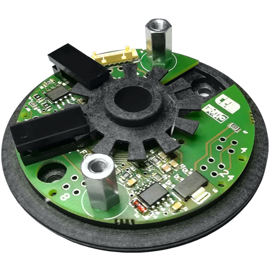 Optical Encoder for cost-competitive DC motors applications: 5-24V DC, 2 to 24 PPR, open collector outputs